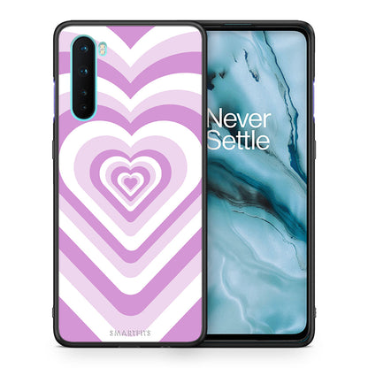 Θήκη OnePlus Nord 5G Lilac Hearts από τη Smartfits με σχέδιο στο πίσω μέρος και μαύρο περίβλημα | OnePlus Nord 5G Lilac Hearts case with colorful back and black bezels