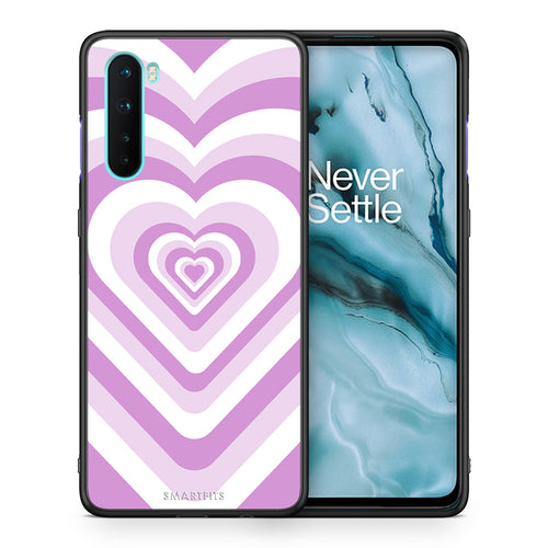 Θήκη OnePlus Nord 5G Lilac Hearts από τη Smartfits με σχέδιο στο πίσω μέρος και μαύρο περίβλημα | OnePlus Nord 5G Lilac Hearts case with colorful back and black bezels