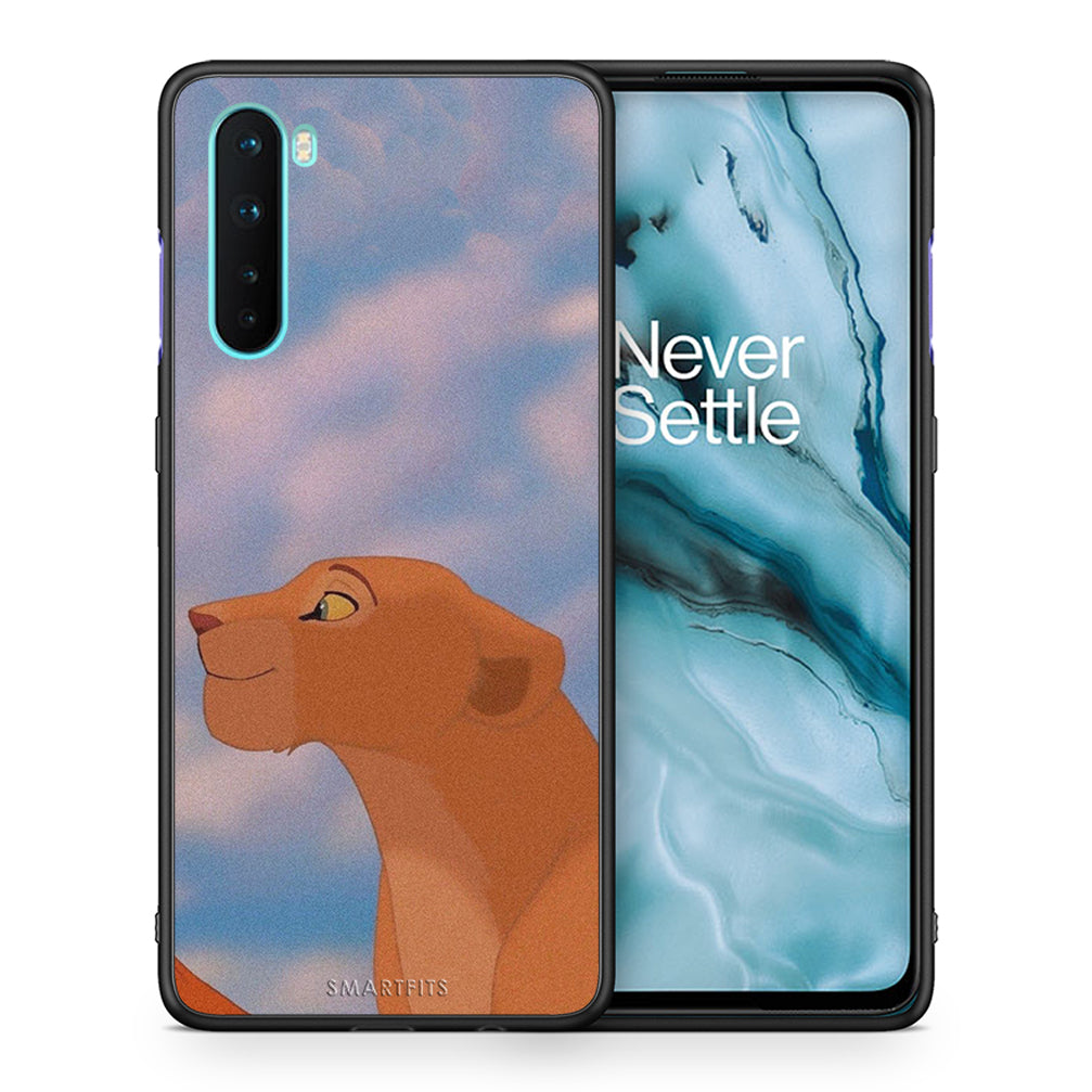 Θήκη Αγίου Βαλεντίνου OnePlus Nord 5G Lion Love 2 από τη Smartfits με σχέδιο στο πίσω μέρος και μαύρο περίβλημα | OnePlus Nord 5G Lion Love 2 case with colorful back and black bezels