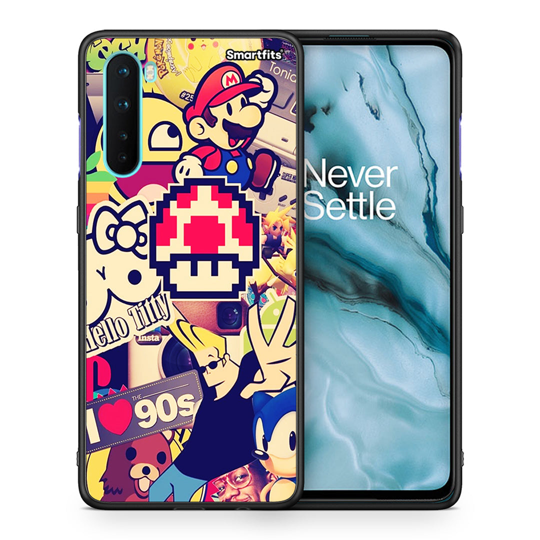 Θήκη OnePlus Nord 5G Love The 90s από τη Smartfits με σχέδιο στο πίσω μέρος και μαύρο περίβλημα | OnePlus Nord 5G Love The 90s case with colorful back and black bezels