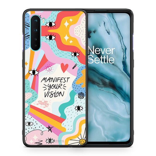 Θήκη OnePlus Nord 5G Manifest Your Vision από τη Smartfits με σχέδιο στο πίσω μέρος και μαύρο περίβλημα | OnePlus Nord 5G Manifest Your Vision case with colorful back and black bezels