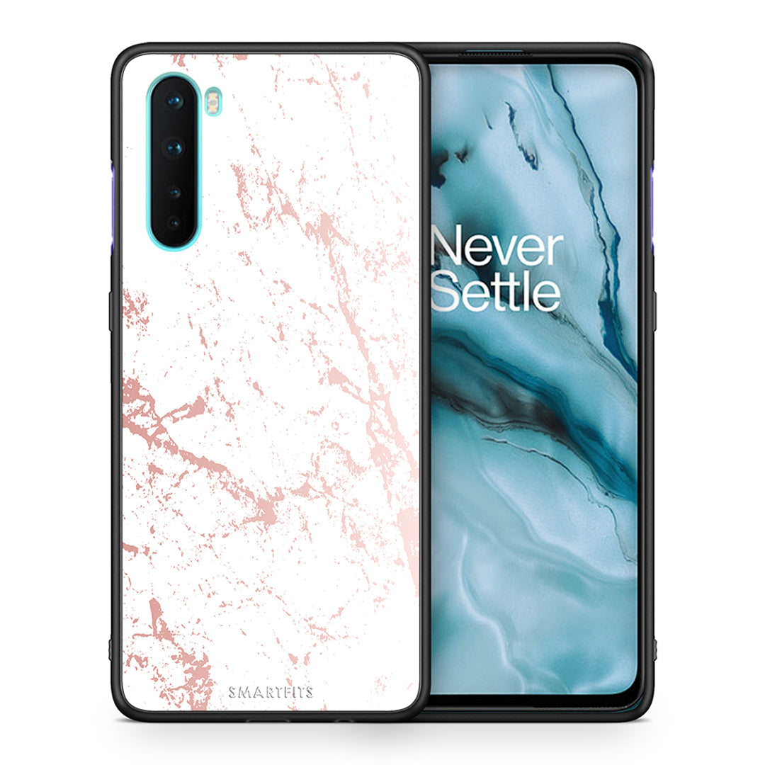 Θήκη OnePlus Nord 5G Pink Splash Marble από τη Smartfits με σχέδιο στο πίσω μέρος και μαύρο περίβλημα | OnePlus Nord 5G Pink Splash Marble case with colorful back and black bezels