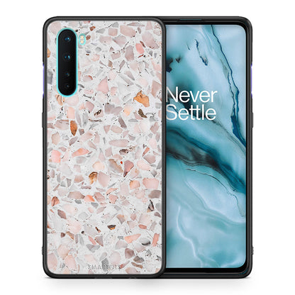 Θήκη OnePlus Nord 5G Marble Terrazzo από τη Smartfits με σχέδιο στο πίσω μέρος και μαύρο περίβλημα | OnePlus Nord 5G Marble Terrazzo case with colorful back and black bezels