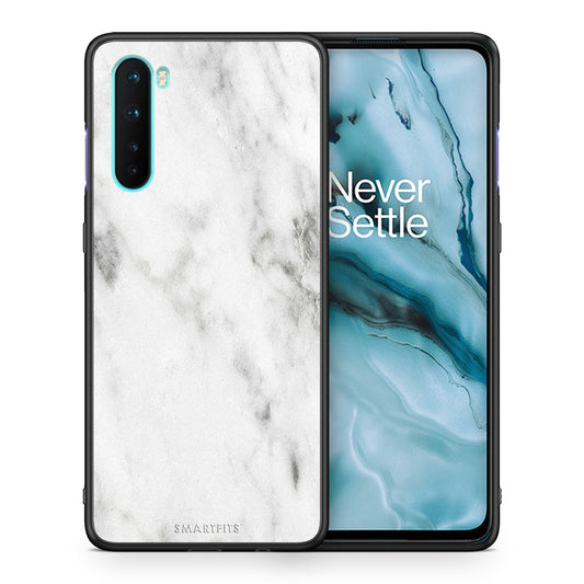 Θήκη OnePlus Nord 5G White Marble από τη Smartfits με σχέδιο στο πίσω μέρος και μαύρο περίβλημα | OnePlus Nord 5G White Marble case with colorful back and black bezels