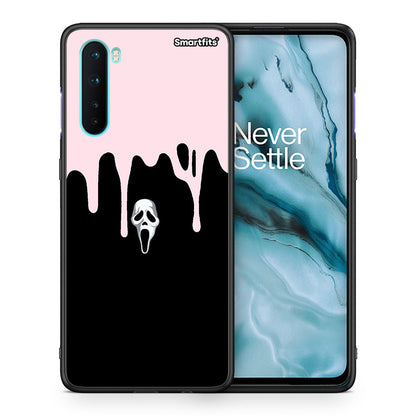 Θήκη OnePlus Nord 5G Melting Halloween Mask από τη Smartfits με σχέδιο στο πίσω μέρος και μαύρο περίβλημα | OnePlus Nord 5G Melting Halloween Mask case with colorful back and black bezels