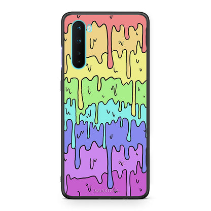 OnePlus Nord 5G Melting Rainbow θήκη από τη Smartfits με σχέδιο στο πίσω μέρος και μαύρο περίβλημα | Smartphone case with colorful back and black bezels by Smartfits