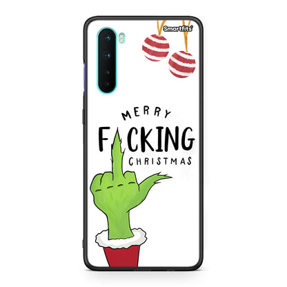 OnePlus Nord 5G Merry F Xmas θήκη από τη Smartfits με σχέδιο στο πίσω μέρος και μαύρο περίβλημα | Smartphone case with colorful back and black bezels by Smartfits