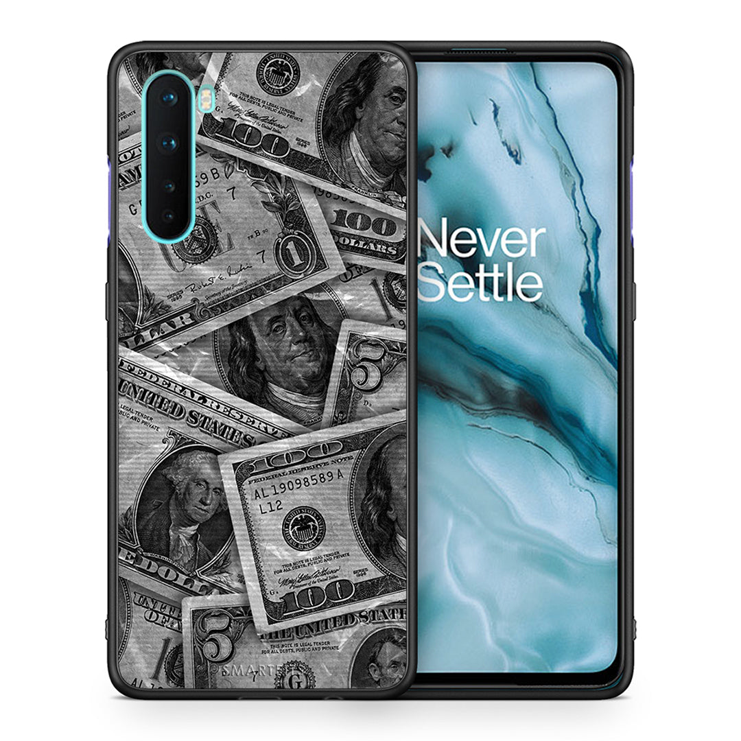 Θήκη OnePlus Nord 5G Money Dollars από τη Smartfits με σχέδιο στο πίσω μέρος και μαύρο περίβλημα | OnePlus Nord 5G Money Dollars case with colorful back and black bezels