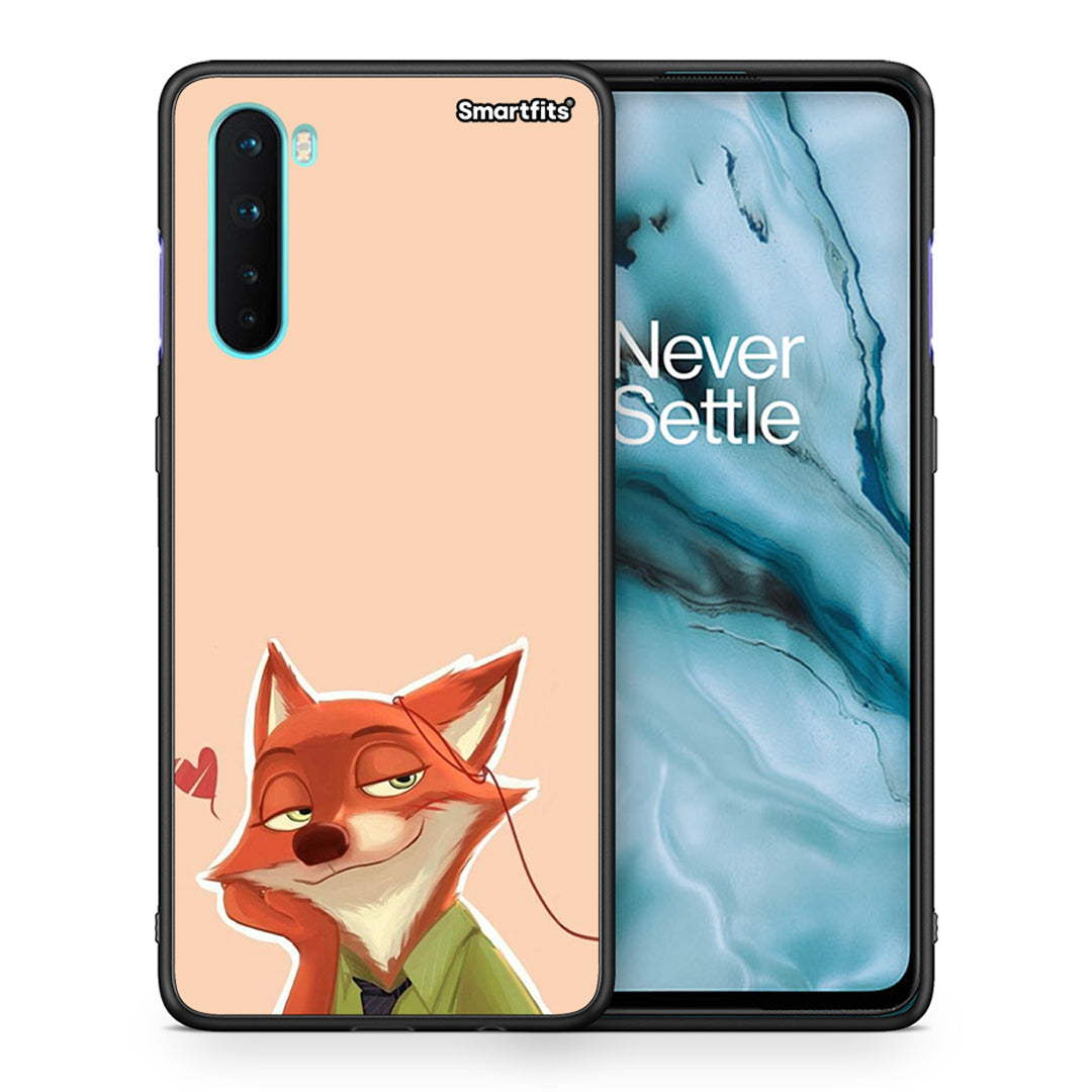 Θήκη OnePlus Nord 5G Nick Wilde And Judy Hopps Love 1 από τη Smartfits με σχέδιο στο πίσω μέρος και μαύρο περίβλημα | OnePlus Nord 5G Nick Wilde And Judy Hopps Love 1 case with colorful back and black bezels