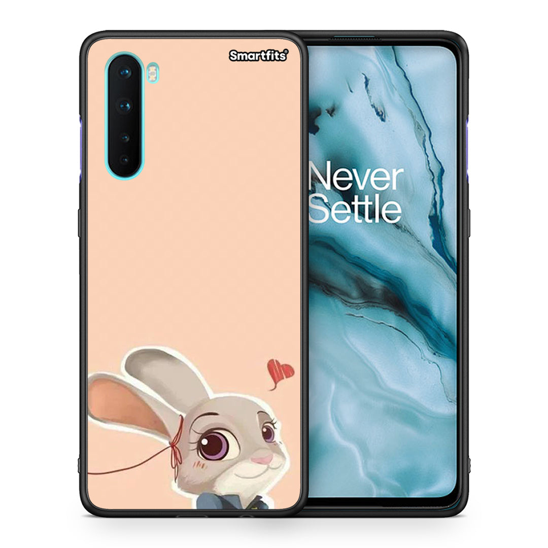 Θήκη OnePlus Nord 5G Nick Wilde And Judy Hopps Love 2 από τη Smartfits με σχέδιο στο πίσω μέρος και μαύρο περίβλημα | OnePlus Nord 5G Nick Wilde And Judy Hopps Love 2 case with colorful back and black bezels