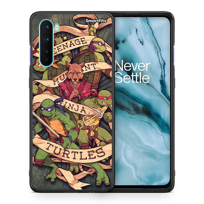 Θήκη OnePlus Nord 5G Ninja Turtles από τη Smartfits με σχέδιο στο πίσω μέρος και μαύρο περίβλημα | OnePlus Nord 5G Ninja Turtles case with colorful back and black bezels