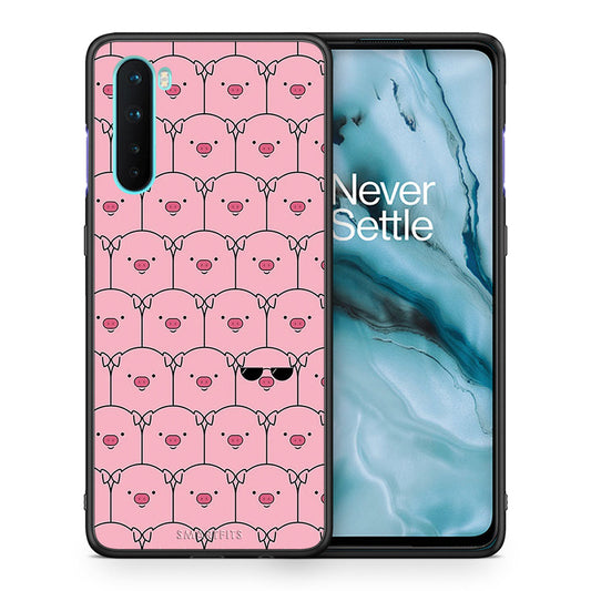 Θήκη OnePlus Nord 5G Pig Glasses από τη Smartfits με σχέδιο στο πίσω μέρος και μαύρο περίβλημα | OnePlus Nord 5G Pig Glasses case with colorful back and black bezels