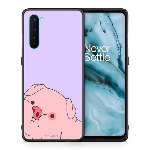 Θήκη Αγίου Βαλεντίνου OnePlus Nord 5G Pig Love 2 από τη Smartfits με σχέδιο στο πίσω μέρος και μαύρο περίβλημα | OnePlus Nord 5G Pig Love 2 case with colorful back and black bezels