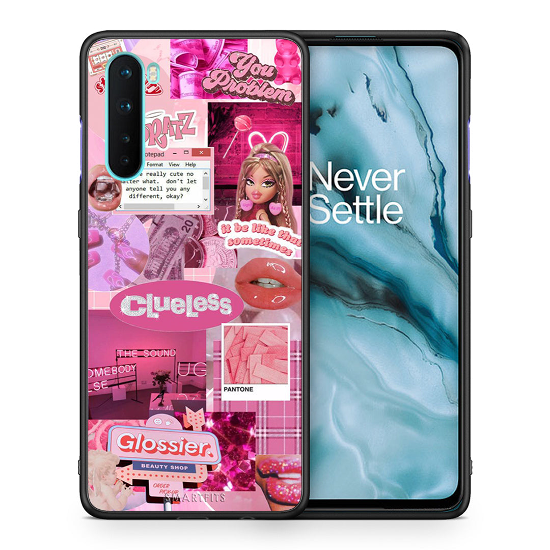 Θήκη Αγίου Βαλεντίνου OnePlus Nord 5G Pink Love από τη Smartfits με σχέδιο στο πίσω μέρος και μαύρο περίβλημα | OnePlus Nord 5G Pink Love case with colorful back and black bezels