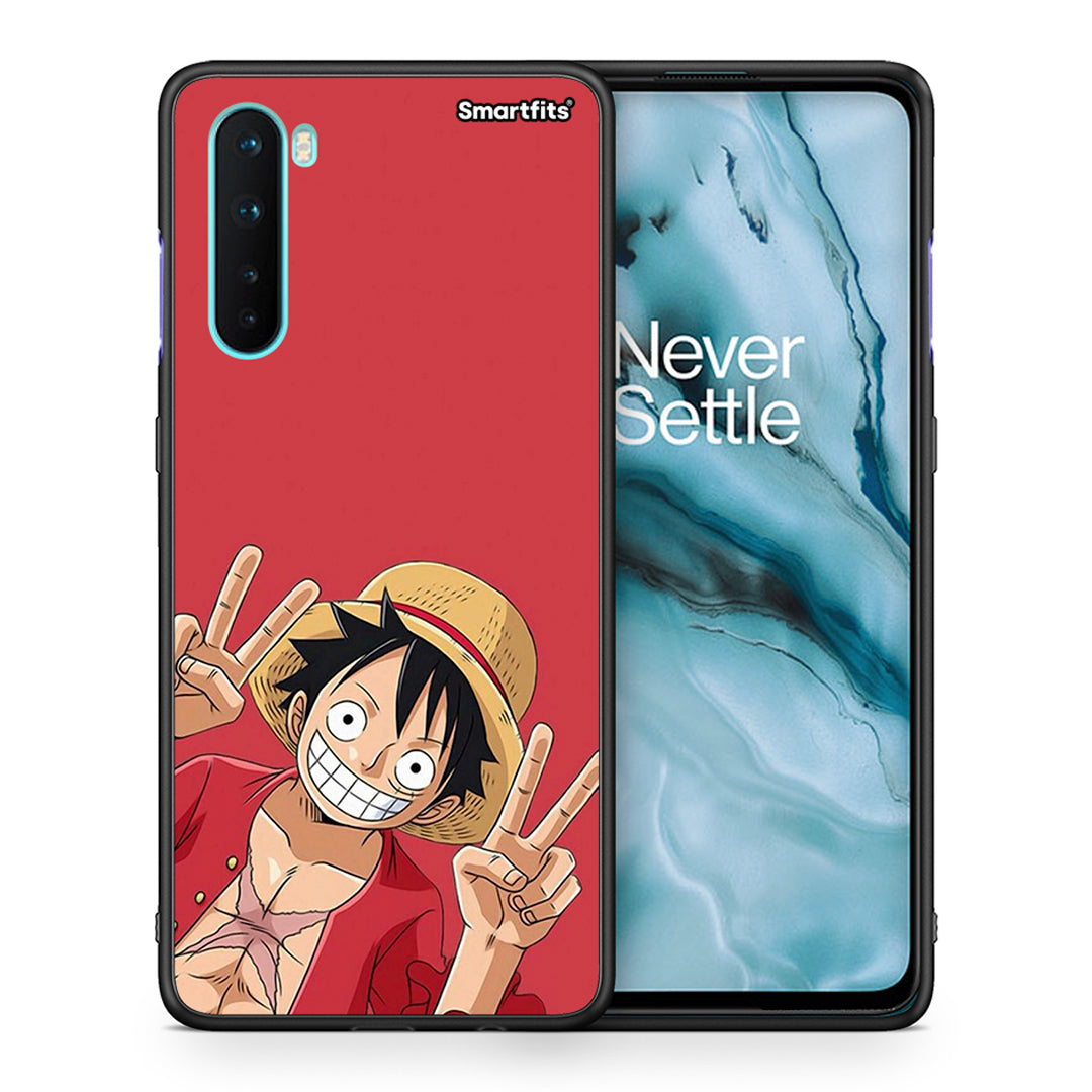 Θήκη OnePlus Nord 5G Pirate Luffy από τη Smartfits με σχέδιο στο πίσω μέρος και μαύρο περίβλημα | OnePlus Nord 5G Pirate Luffy case with colorful back and black bezels
