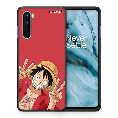 Θήκη OnePlus Nord 5G Pirate Luffy από τη Smartfits με σχέδιο στο πίσω μέρος και μαύρο περίβλημα | OnePlus Nord 5G Pirate Luffy case with colorful back and black bezels