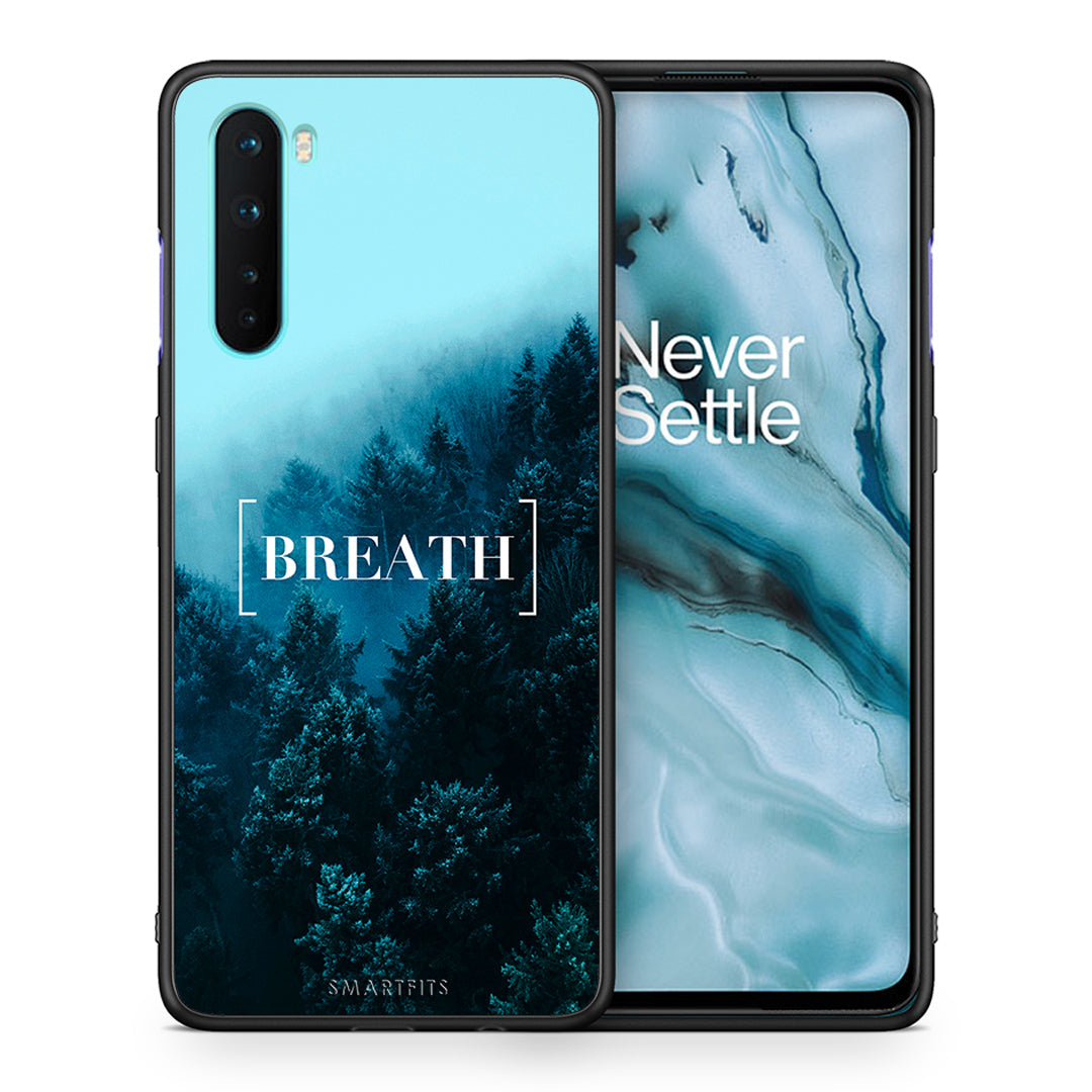 Θήκη OnePlus Nord 5G Breath Quote από τη Smartfits με σχέδιο στο πίσω μέρος και μαύρο περίβλημα | OnePlus Nord 5G Breath Quote case with colorful back and black bezels