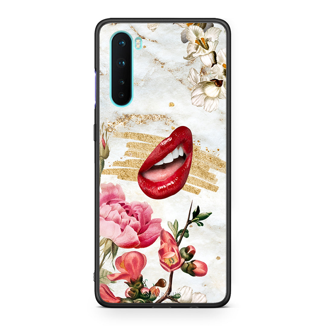 OnePlus Nord 5G Red Lips θήκη από τη Smartfits με σχέδιο στο πίσω μέρος και μαύρο περίβλημα | Smartphone case with colorful back and black bezels by Smartfits