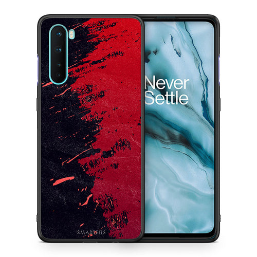 Θήκη Αγίου Βαλεντίνου OnePlus Nord 5G Red Paint από τη Smartfits με σχέδιο στο πίσω μέρος και μαύρο περίβλημα | OnePlus Nord 5G Red Paint case with colorful back and black bezels
