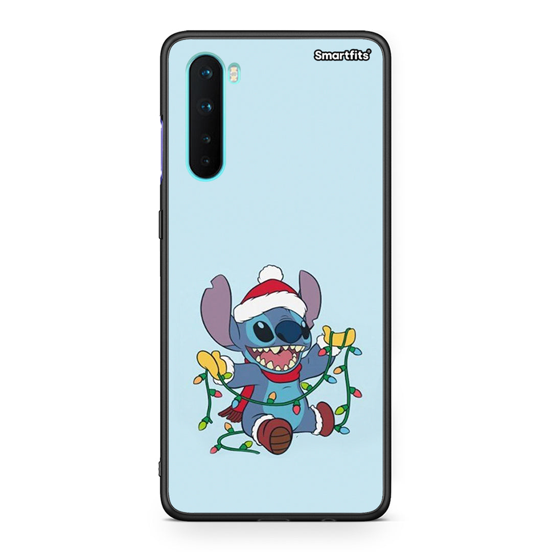 OnePlus Nord 5G Santa Stich θήκη από τη Smartfits με σχέδιο στο πίσω μέρος και μαύρο περίβλημα | Smartphone case with colorful back and black bezels by Smartfits