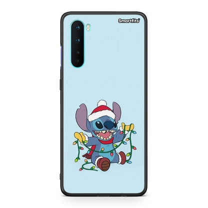 OnePlus Nord 5G Santa Stich θήκη από τη Smartfits με σχέδιο στο πίσω μέρος και μαύρο περίβλημα | Smartphone case with colorful back and black bezels by Smartfits