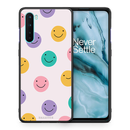 Θήκη OnePlus Nord 5G Smiley Faces από τη Smartfits με σχέδιο στο πίσω μέρος και μαύρο περίβλημα | OnePlus Nord 5G Smiley Faces case with colorful back and black bezels
