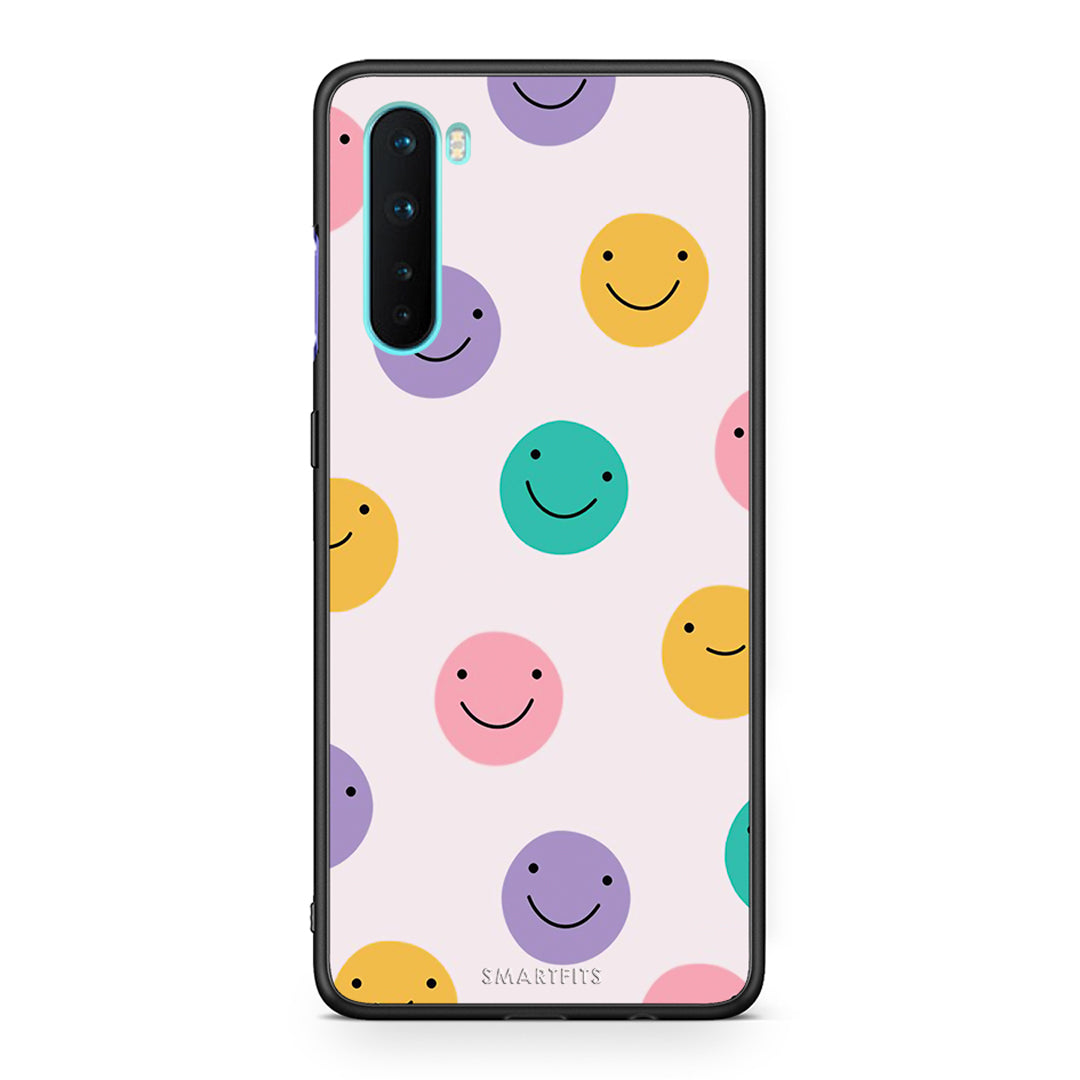 OnePlus Nord 5G Smiley Faces θήκη από τη Smartfits με σχέδιο στο πίσω μέρος και μαύρο περίβλημα | Smartphone case with colorful back and black bezels by Smartfits