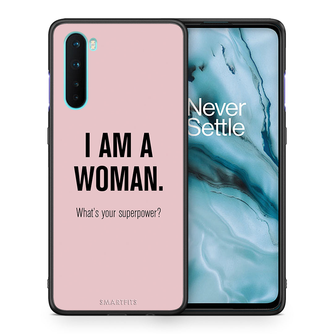 Θήκη OnePlus Nord 5G Superpower Woman από τη Smartfits με σχέδιο στο πίσω μέρος και μαύρο περίβλημα | OnePlus Nord 5G Superpower Woman case with colorful back and black bezels