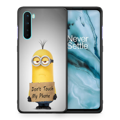 Θήκη OnePlus Nord 5G Minion Text από τη Smartfits με σχέδιο στο πίσω μέρος και μαύρο περίβλημα | OnePlus Nord 5G Minion Text case with colorful back and black bezels