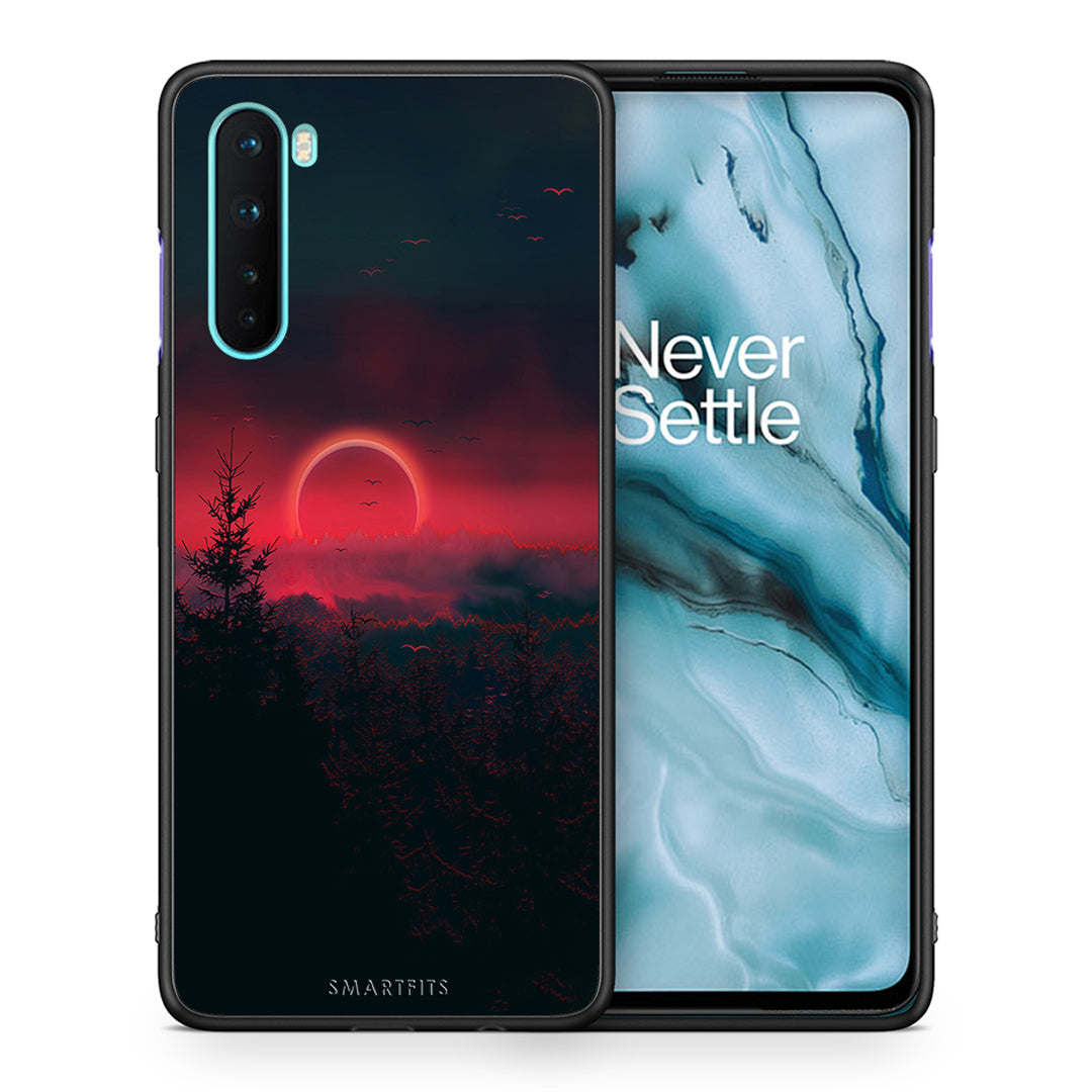 Θήκη OnePlus Nord 5G Sunset Tropic από τη Smartfits με σχέδιο στο πίσω μέρος και μαύρο περίβλημα | OnePlus Nord 5G Sunset Tropic case with colorful back and black bezels