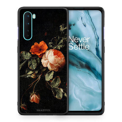 Θήκη OnePlus Nord 5G Vintage Roses από τη Smartfits με σχέδιο στο πίσω μέρος και μαύρο περίβλημα | OnePlus Nord 5G Vintage Roses case with colorful back and black bezels