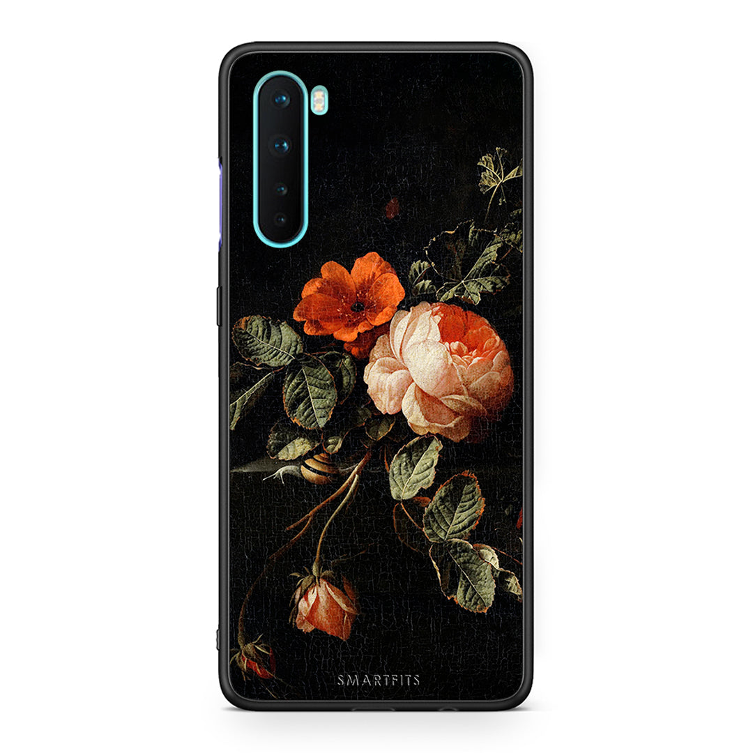 OnePlus Nord 5G Vintage Roses θήκη από τη Smartfits με σχέδιο στο πίσω μέρος και μαύρο περίβλημα | Smartphone case with colorful back and black bezels by Smartfits