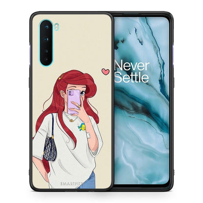 Θήκη OnePlus Nord 5G Walking Mermaid από τη Smartfits με σχέδιο στο πίσω μέρος και μαύρο περίβλημα | OnePlus Nord 5G Walking Mermaid case with colorful back and black bezels