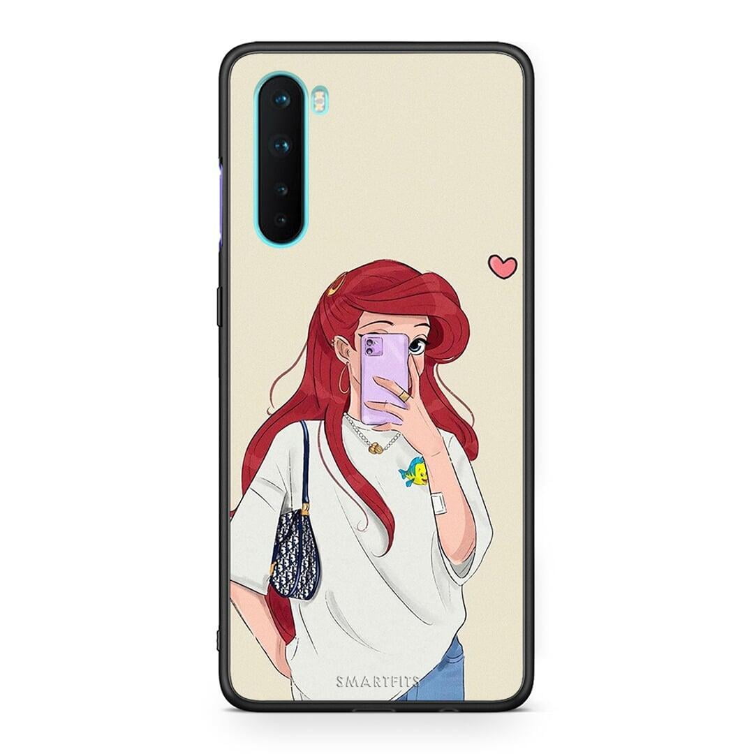 OnePlus Nord 5G Walking Mermaid Θήκη από τη Smartfits με σχέδιο στο πίσω μέρος και μαύρο περίβλημα | Smartphone case with colorful back and black bezels by Smartfits