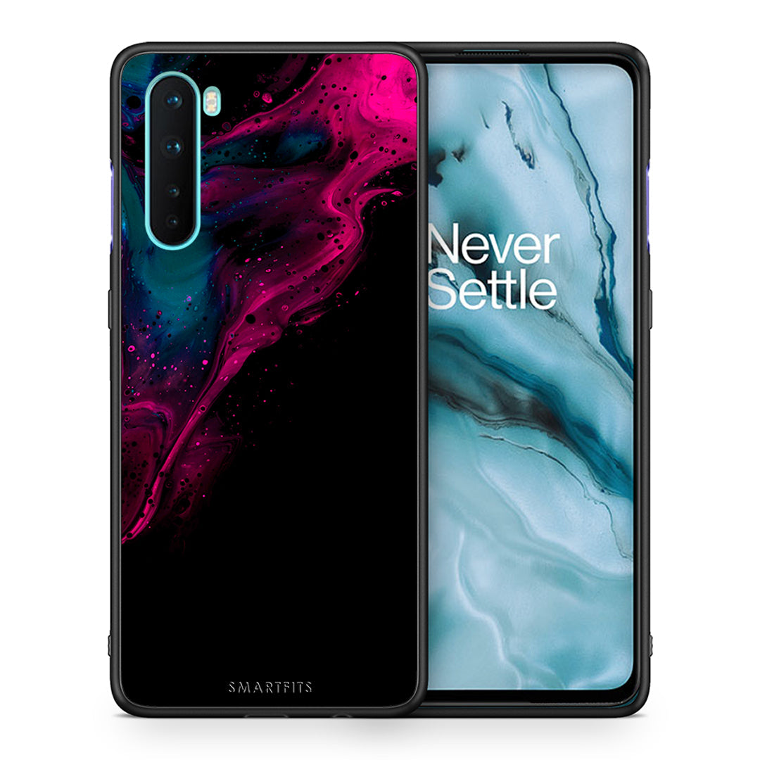 Θήκη OnePlus Nord 5G Pink Black Watercolor από τη Smartfits με σχέδιο στο πίσω μέρος και μαύρο περίβλημα | OnePlus Nord 5G Pink Black Watercolor case with colorful back and black bezels