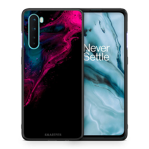 Θήκη OnePlus Nord 5G Pink Black Watercolor από τη Smartfits με σχέδιο στο πίσω μέρος και μαύρο περίβλημα | OnePlus Nord 5G Pink Black Watercolor case with colorful back and black bezels