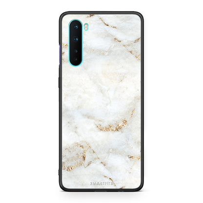 OnePlus Nord 5G White Gold Marble θήκη από τη Smartfits με σχέδιο στο πίσω μέρος και μαύρο περίβλημα | Smartphone case with colorful back and black bezels by Smartfits