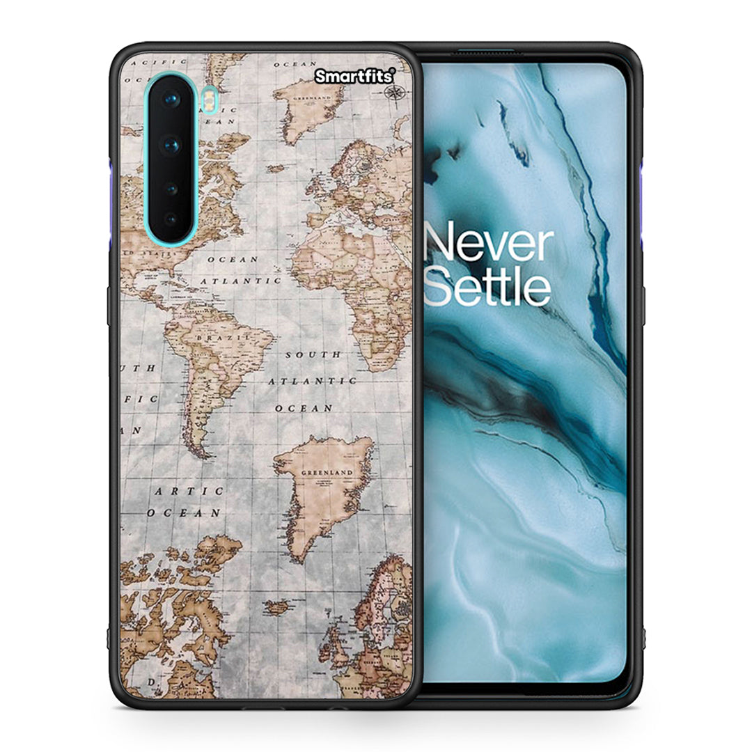 Θήκη OnePlus Nord 5G World Map από τη Smartfits με σχέδιο στο πίσω μέρος και μαύρο περίβλημα | OnePlus Nord 5G World Map case with colorful back and black bezels
