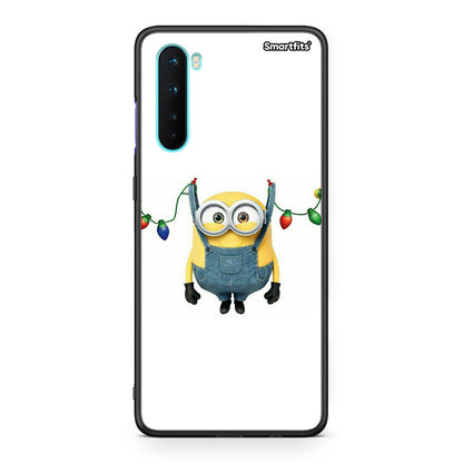 OnePlus Nord 5G Xmas Minion Lights θήκη από τη Smartfits με σχέδιο στο πίσω μέρος και μαύρο περίβλημα | Smartphone case with colorful back and black bezels by Smartfits