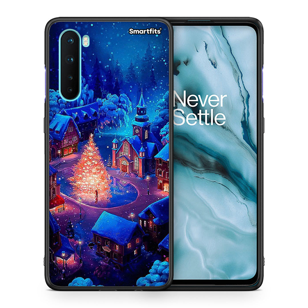 Θήκη OnePlus Nord 5G Xmas Village από τη Smartfits με σχέδιο στο πίσω μέρος και μαύρο περίβλημα | OnePlus Nord 5G Xmas Village case with colorful back and black bezels