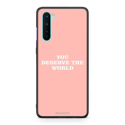 OnePlus Nord 5G You Deserve The World Θήκη Αγίου Βαλεντίνου από τη Smartfits με σχέδιο στο πίσω μέρος και μαύρο περίβλημα | Smartphone case with colorful back and black bezels by Smartfits
