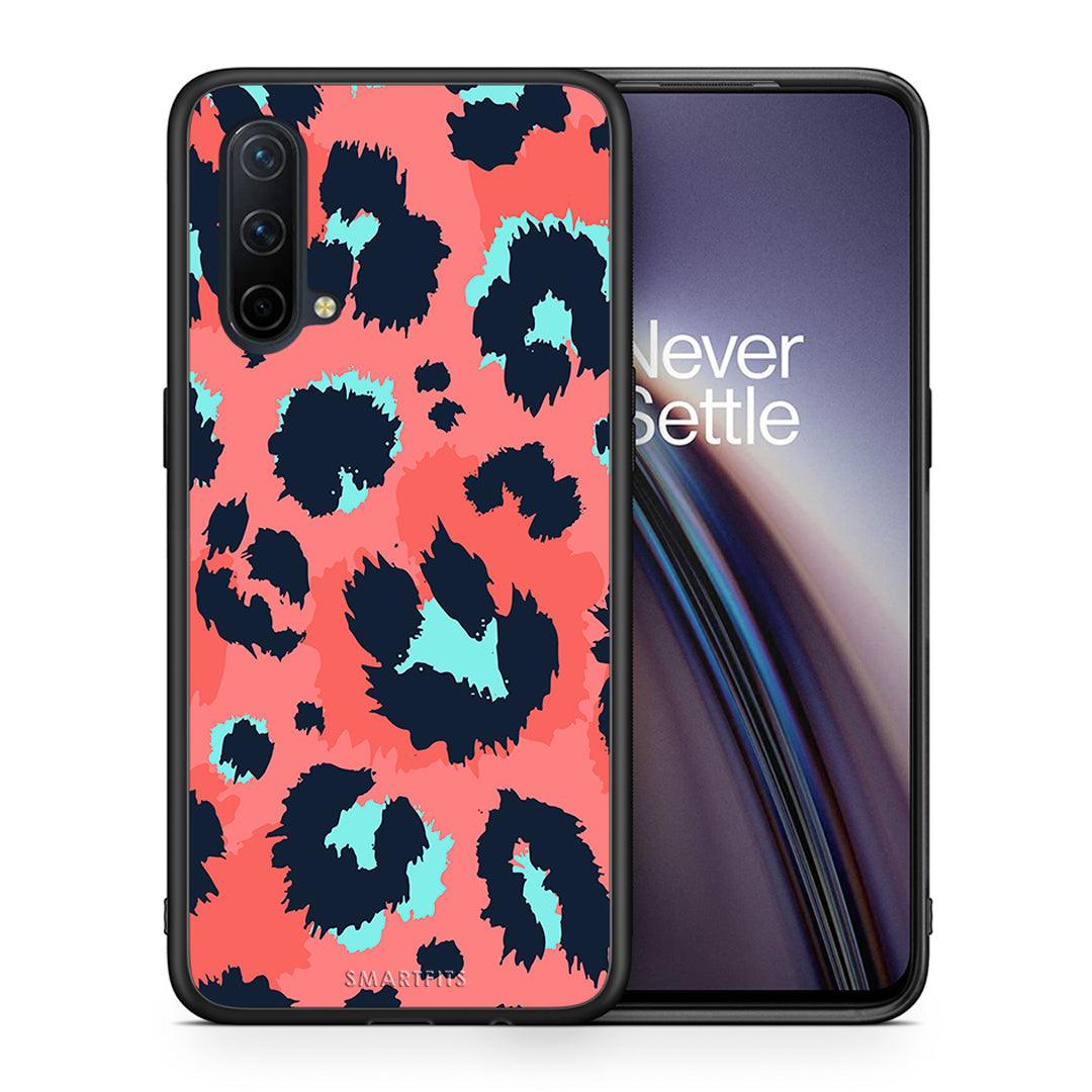 Θήκη OnePlus Nord CE 5G Pink Leopard Animal από τη Smartfits με σχέδιο στο πίσω μέρος και μαύρο περίβλημα | OnePlus Nord CE 5G Pink Leopard Animal case with colorful back and black bezels