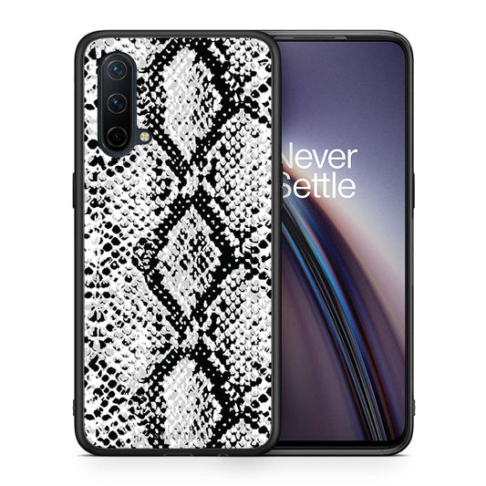 Θήκη OnePlus Nord CE 5G White Snake Animal από τη Smartfits με σχέδιο στο πίσω μέρος και μαύρο περίβλημα | OnePlus Nord CE 5G White Snake Animal case with colorful back and black bezels