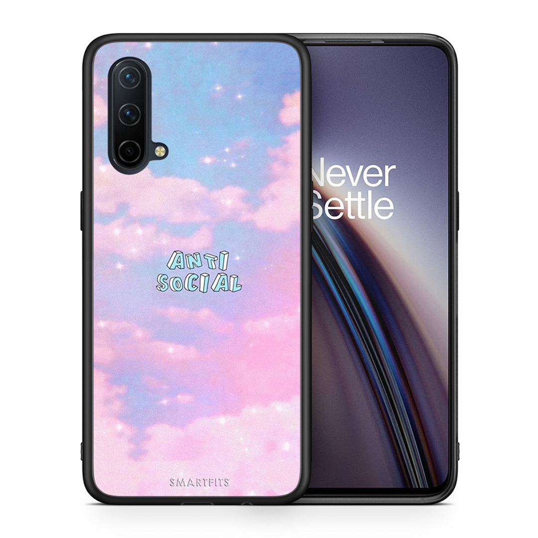 Θήκη Αγίου Βαλεντίνου OnePlus Nord CE 5G Anti Social από τη Smartfits με σχέδιο στο πίσω μέρος και μαύρο περίβλημα | OnePlus Nord CE 5G Anti Social case with colorful back and black bezels