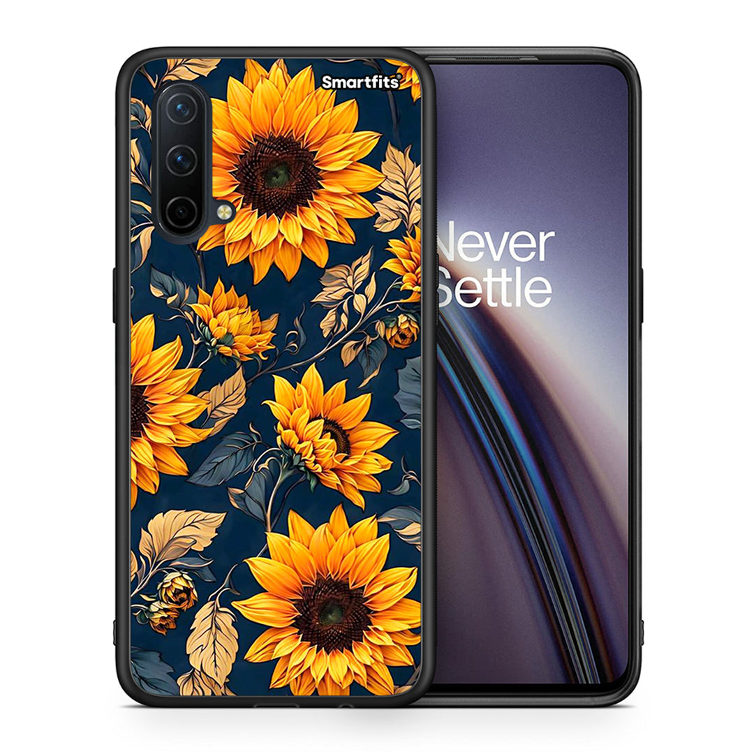 Θήκη OnePlus Nord CE 5G Autumn Sunflowers από τη Smartfits με σχέδιο στο πίσω μέρος και μαύρο περίβλημα | OnePlus Nord CE 5G Autumn Sunflowers case with colorful back and black bezels