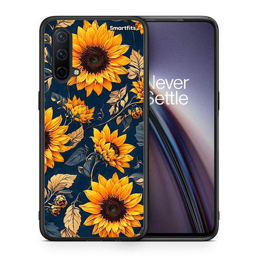 Θήκη OnePlus Nord CE 5G Autumn Sunflowers από τη Smartfits με σχέδιο στο πίσω μέρος και μαύρο περίβλημα | OnePlus Nord CE 5G Autumn Sunflowers case with colorful back and black bezels