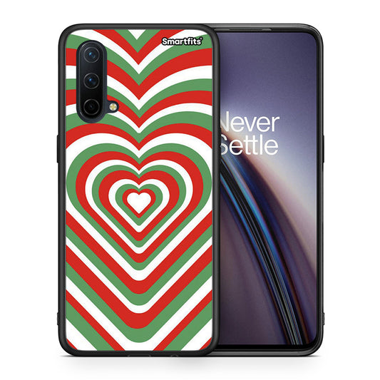 Θήκη OnePlus Nord CE 5G Christmas Hearts από τη Smartfits με σχέδιο στο πίσω μέρος και μαύρο περίβλημα | OnePlus Nord CE 5G Christmas Hearts case with colorful back and black bezels