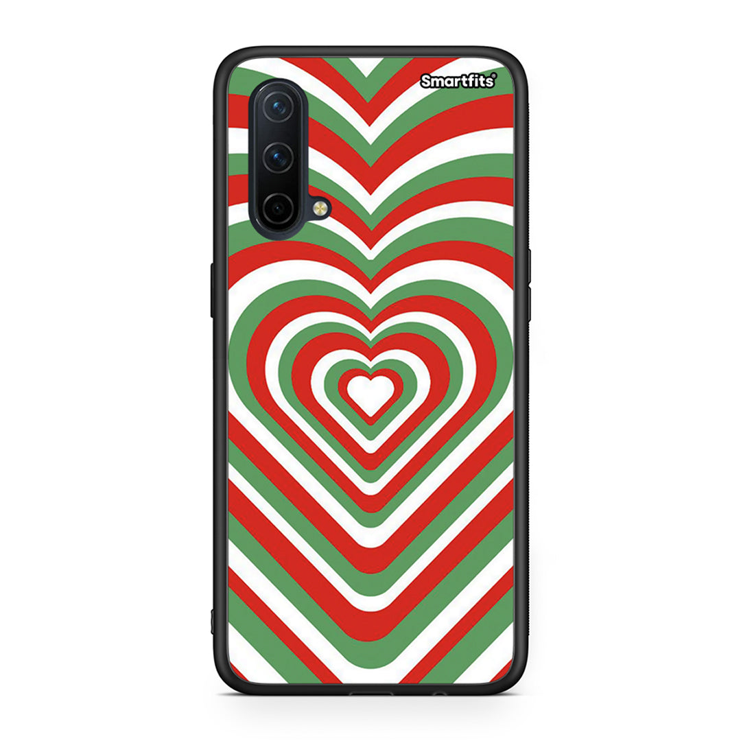 OnePlus Nord CE 5G Christmas Hearts θήκη από τη Smartfits με σχέδιο στο πίσω μέρος και μαύρο περίβλημα | Smartphone case with colorful back and black bezels by Smartfits