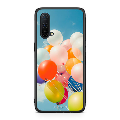 OnePlus Nord CE 5G Colorful Balloons θήκη από τη Smartfits με σχέδιο στο πίσω μέρος και μαύρο περίβλημα | Smartphone case with colorful back and black bezels by Smartfits