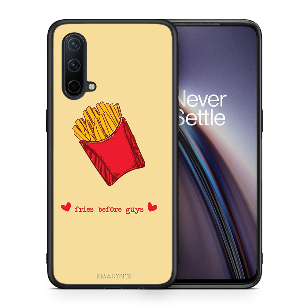 Θήκη Αγίου Βαλεντίνου OnePlus Nord CE 5G Fries Before Guys από τη Smartfits με σχέδιο στο πίσω μέρος και μαύρο περίβλημα | OnePlus Nord CE 5G Fries Before Guys case with colorful back and black bezels